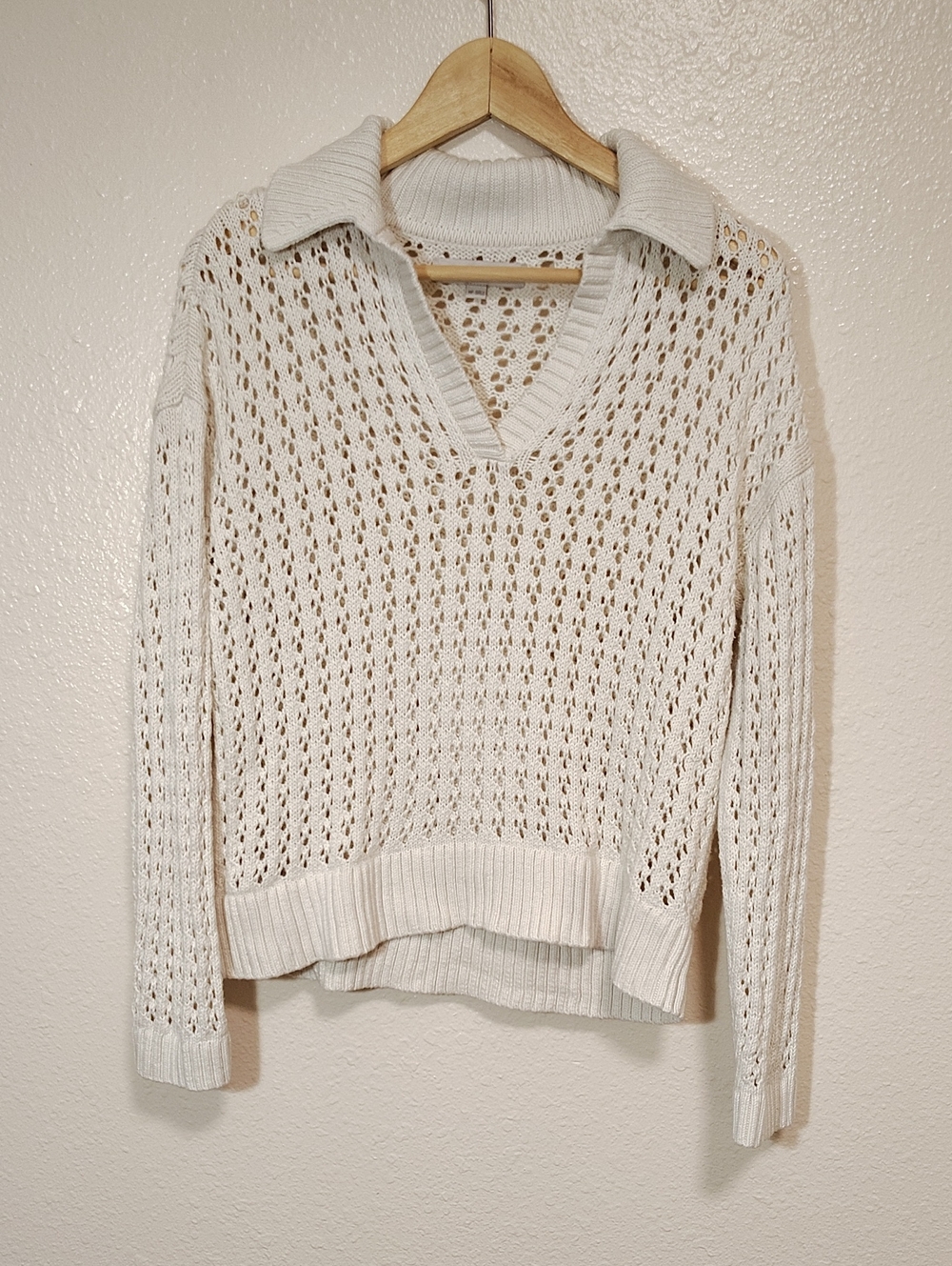 Loft White Cotton Crochet Top